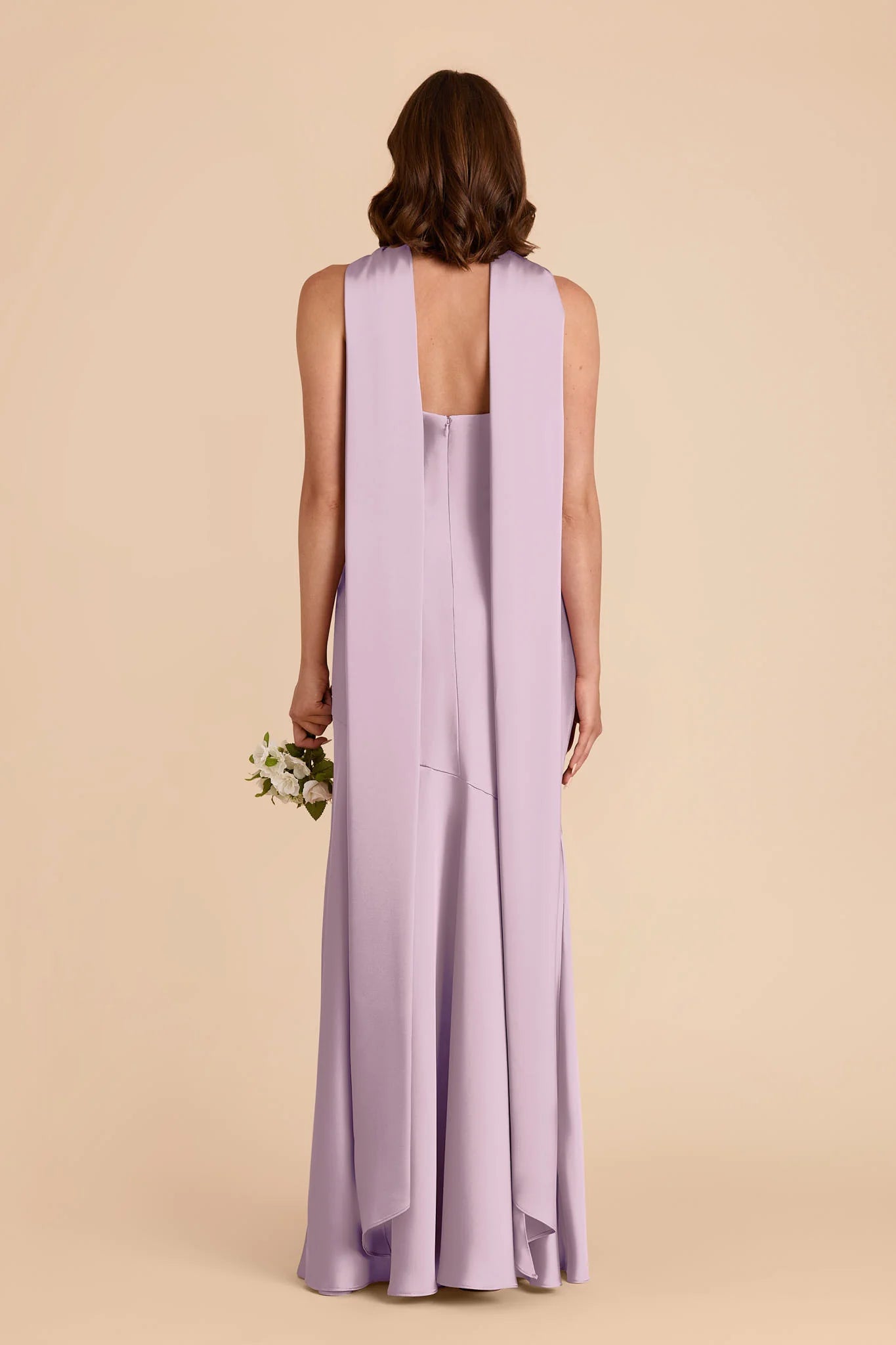 Halter Neck Satin Bridesmaid Dress Convertible Back Scarf High Slit Mermaid Floor Length Wedding Guest Formal Gown