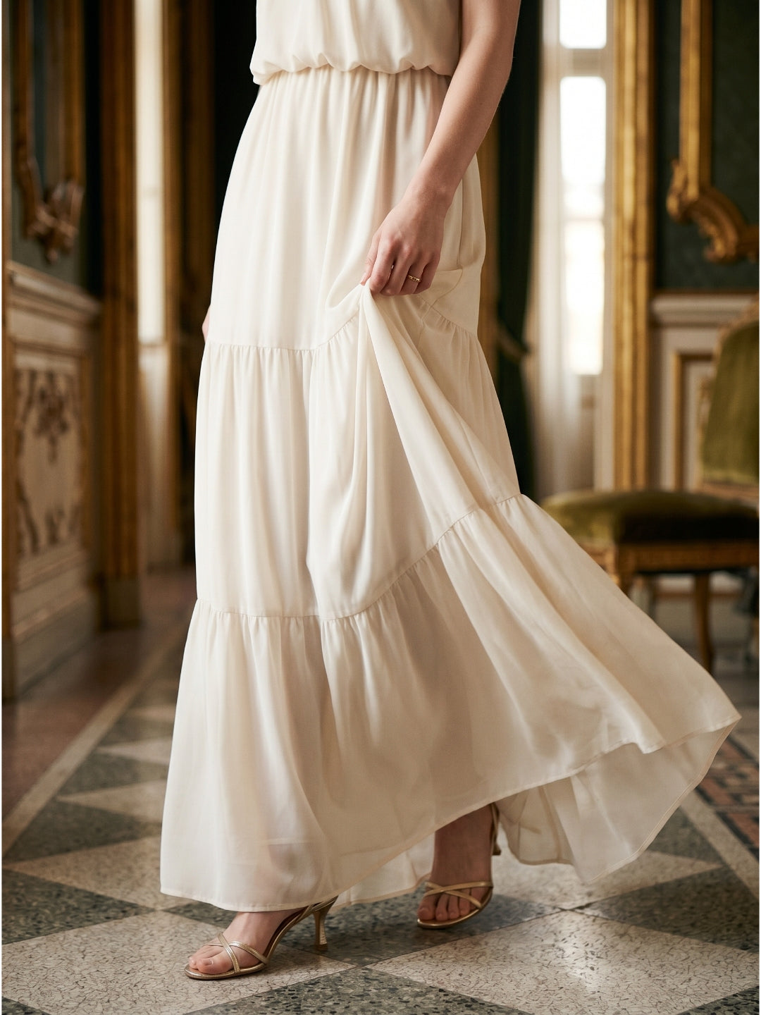 Ivory Chiffon A-Line Bridesmaid Dress