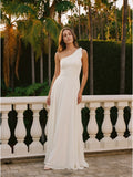 Ivory Chiffon A-Line One Shoulder Back Zip Floor-Length Bridesmaid Dress