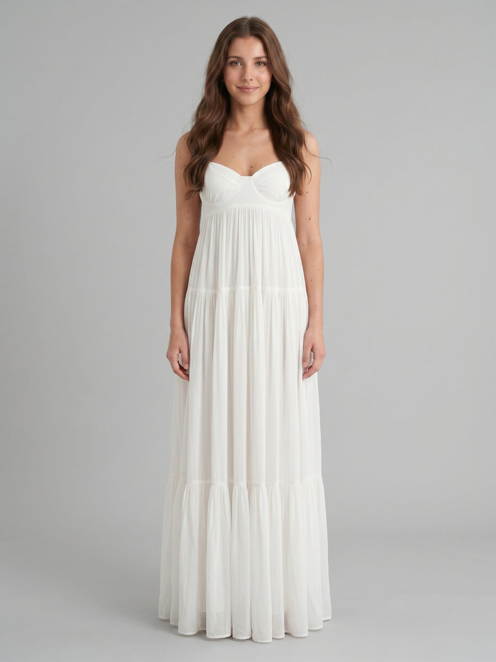 Ivory Chiffon A-Line Square Neck Backless Floor-Length Bridesmaid Dress