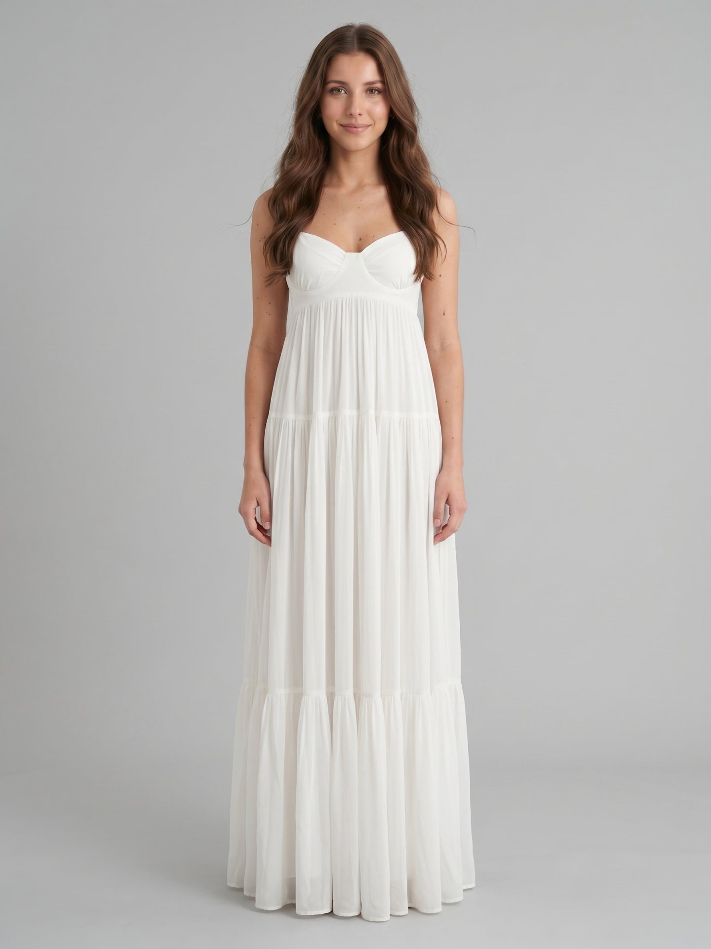 Ivory Chiffon A-Line Square Neck Backless Floor-Length Bridesmaid Dress