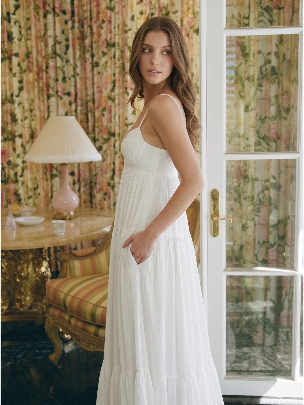 Ivory Chiffon A-Line Square Neck Backless Floor-Length Bridesmaid Dress