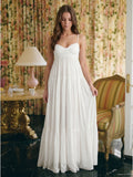 Ivory Chiffon A-Line Square Neck Backless Floor-Length Bridesmaid Dress