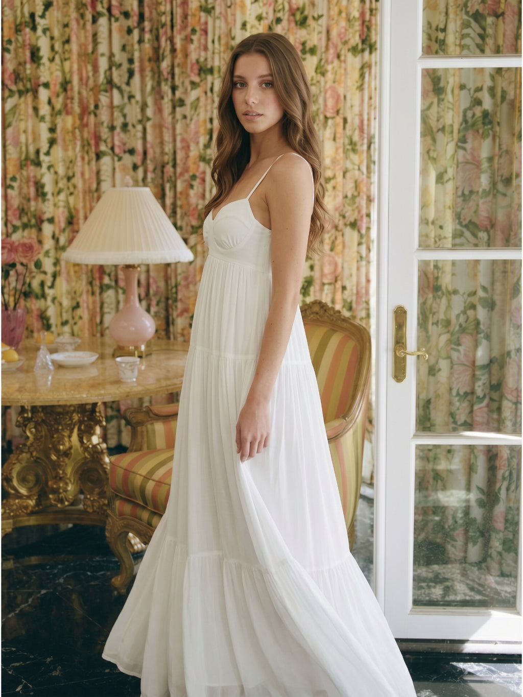 Ivory Chiffon A-Line Square Neck Backless Floor-Length Bridesmaid Dress