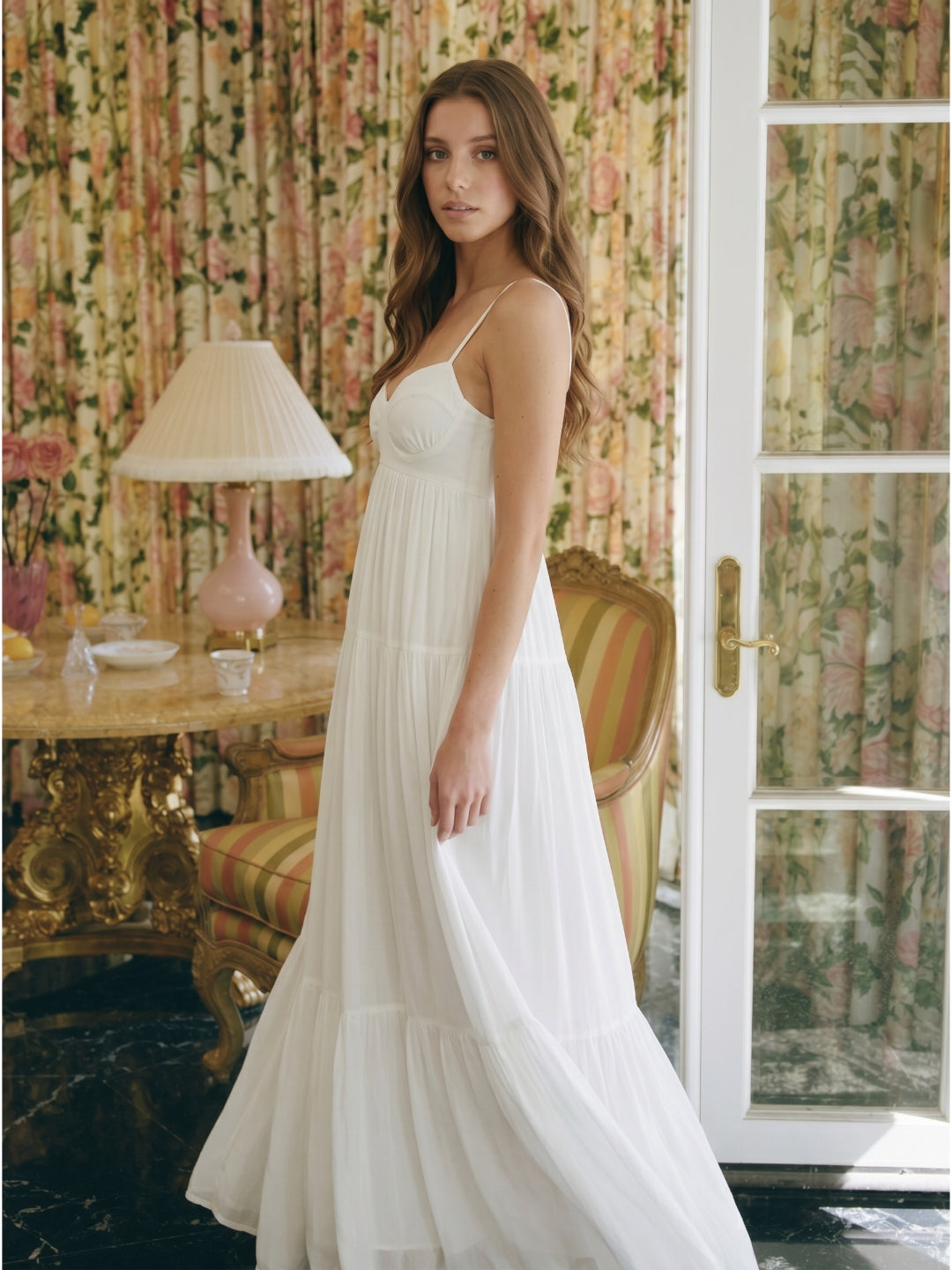 Ivory Chiffon A-Line Square Neck Backless Floor-Length Bridesmaid Dress