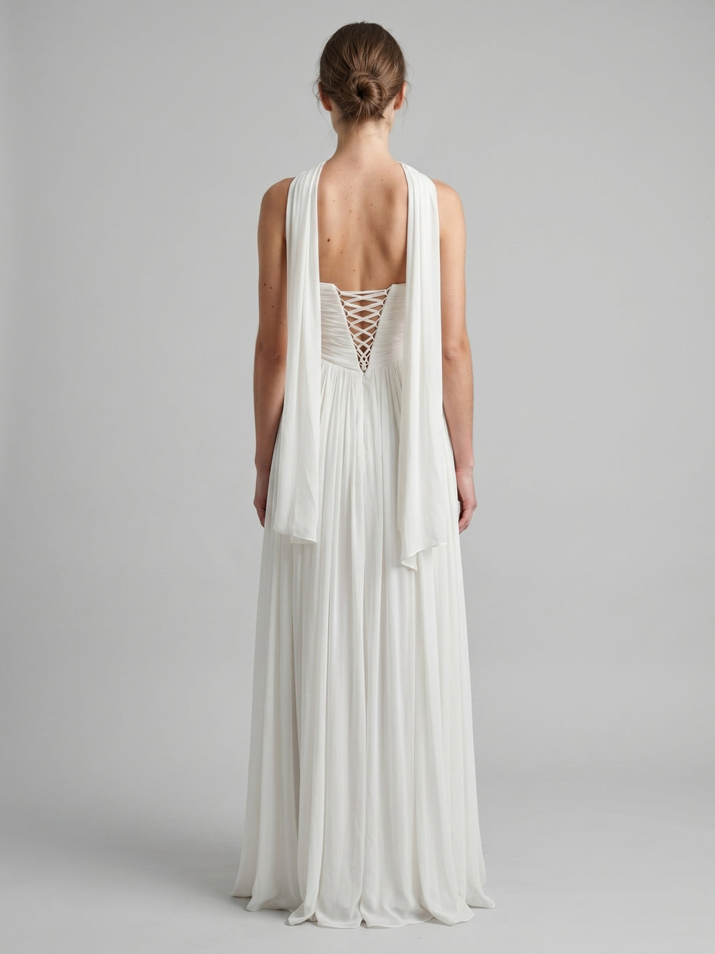 Ivory Chiffon A-Line Sweetheart Criss-Cross Bridesmaid Dress with Pleats