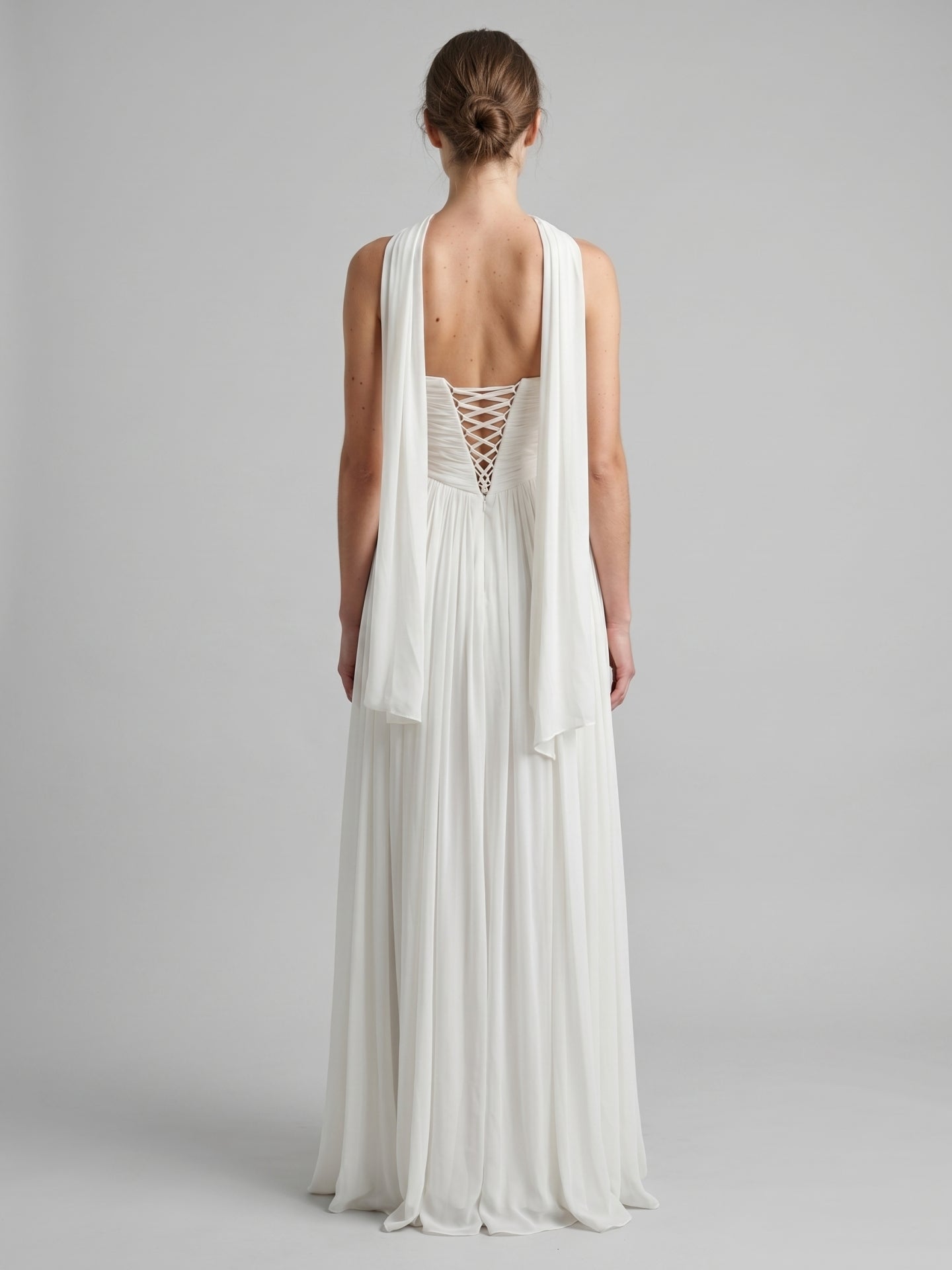 Ivory Chiffon A-Line Sweetheart Criss-Cross Bridesmaid Dress with Pleats
