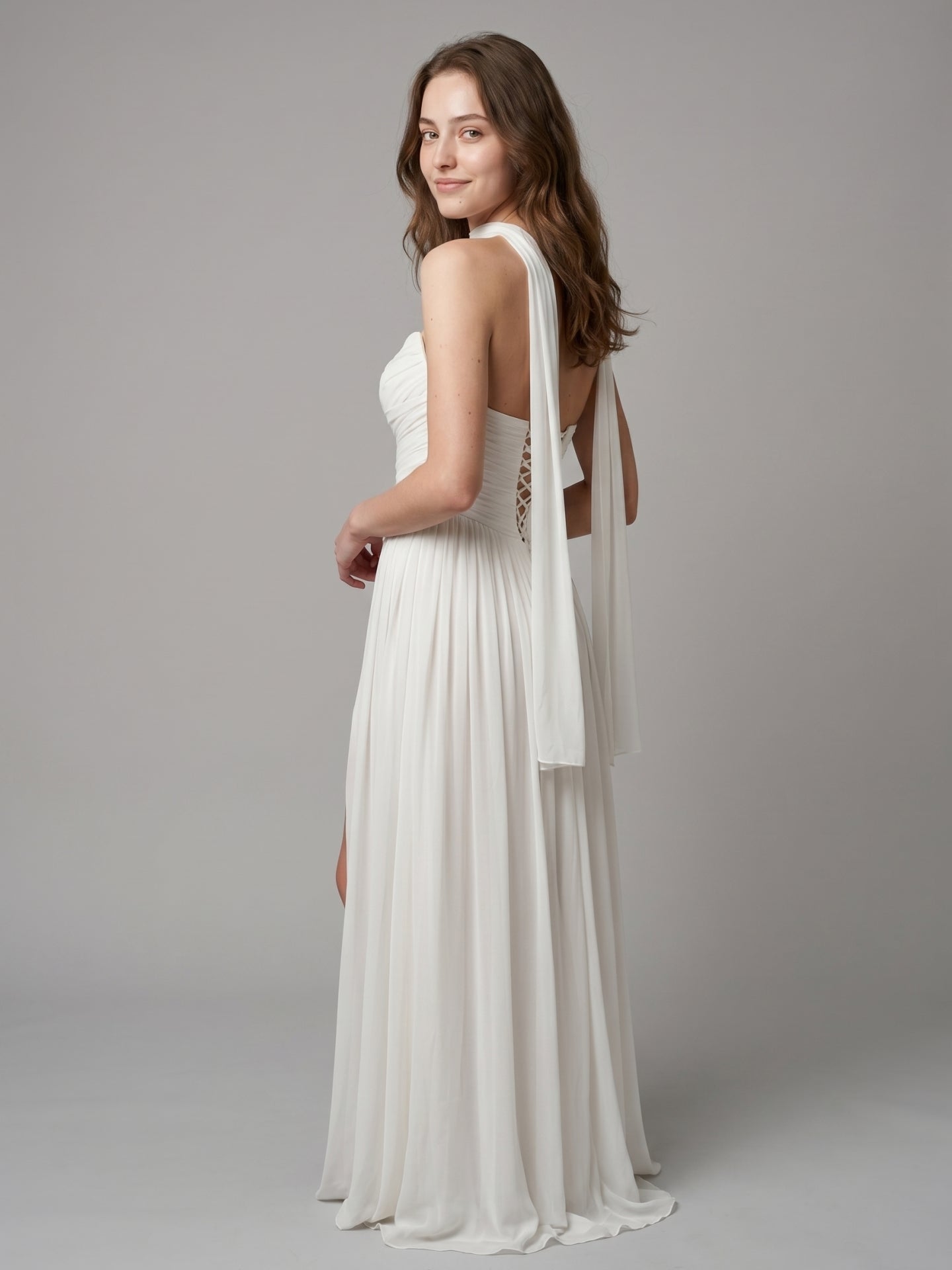 Ivory Chiffon A-Line Bridesmaid Dress