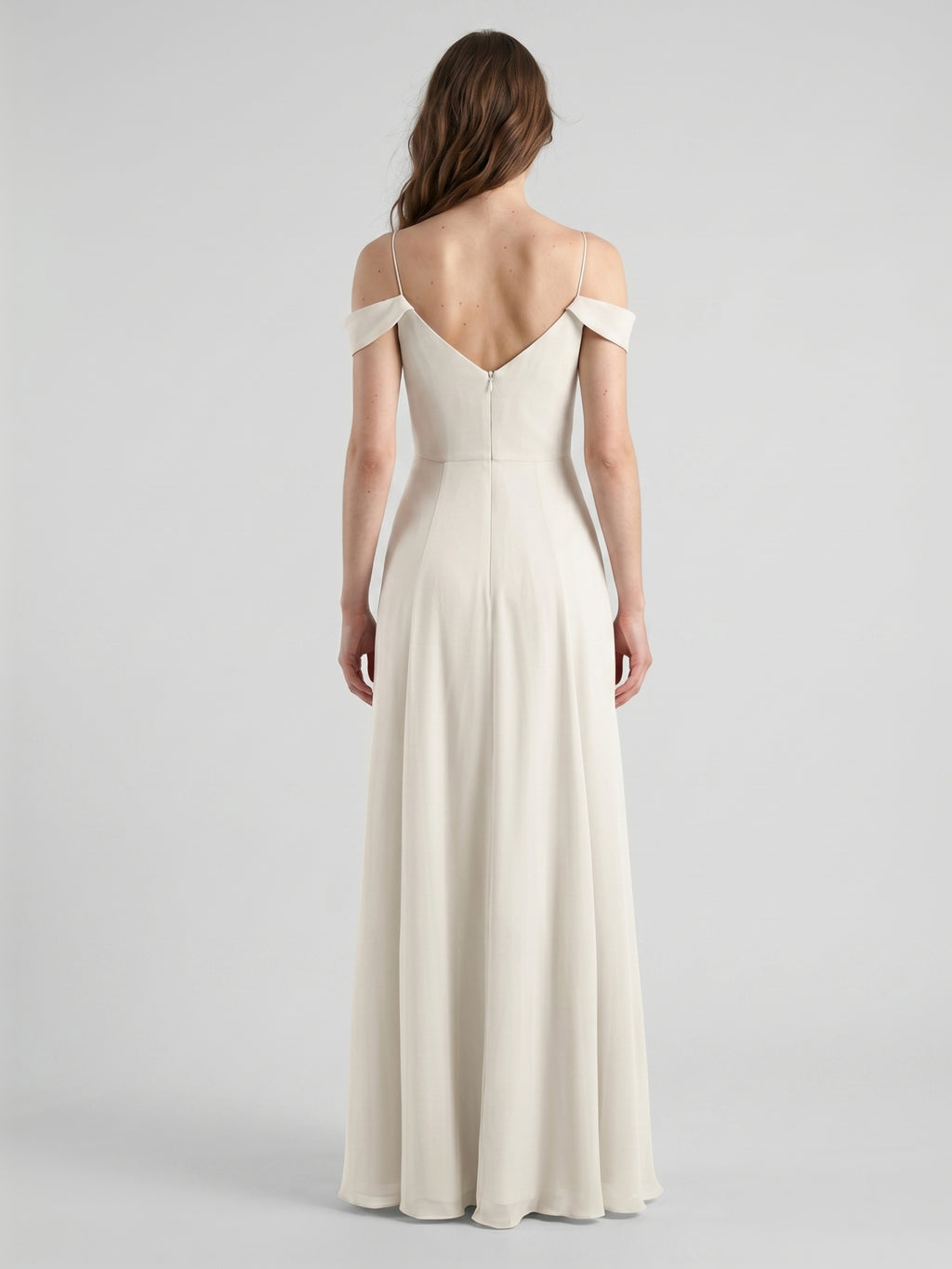 Ivory Chiffon A-Line V-Neck Floor-Length Bridesmaid Dress