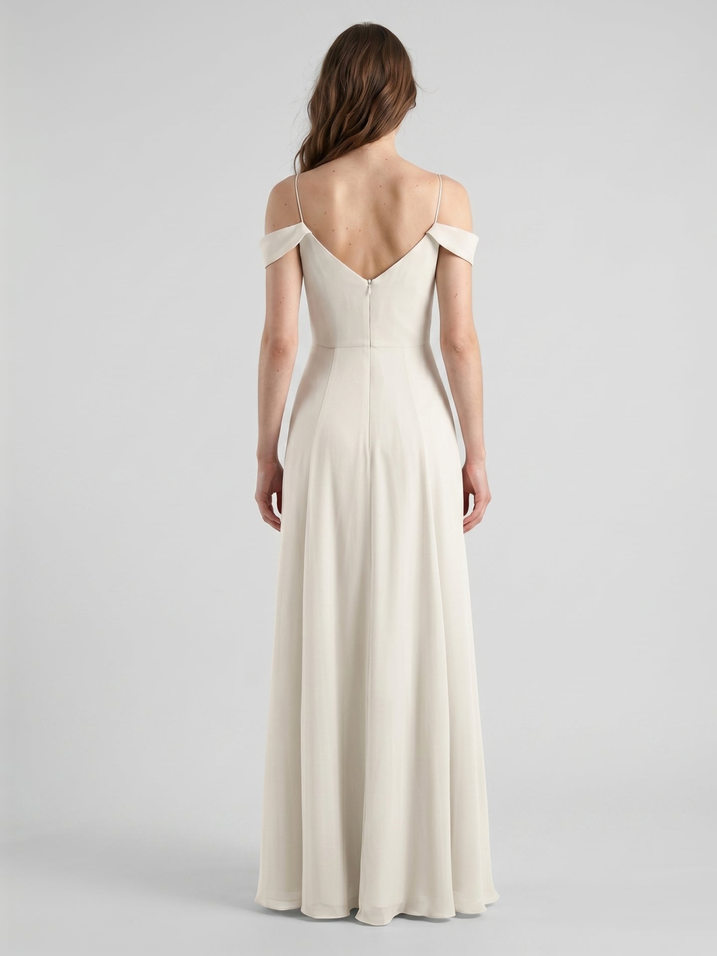 Ivory Chiffon A-Line V-Neck Floor-Length Bridesmaid Dress