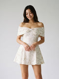 Ivory Jacquard A-Line Sweetheart Back Zip Short Dress with Pleating