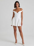 Ivory Matte Satin A-Line Sweetheart Back Zip Short Party Dress