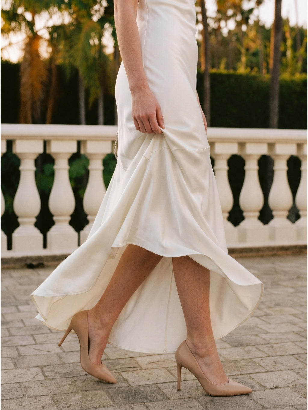 Ivory Satin Mermaid Square Neck Backless Floor-Length Pleated Bridesmaid Dress