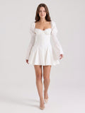 Ivory Stretch Knit A-Line Sweetheart Back Zip Knee-Length Pleated Bridesmaid Dress