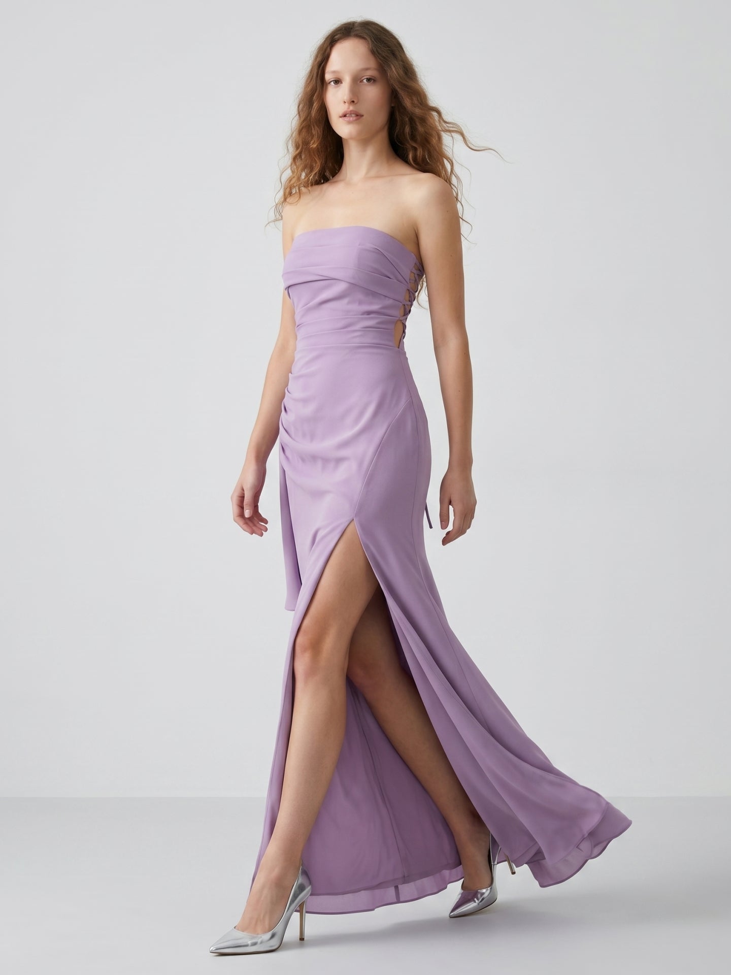 blue dress for baby girl Lavender Matte Satin Mermaid Dress