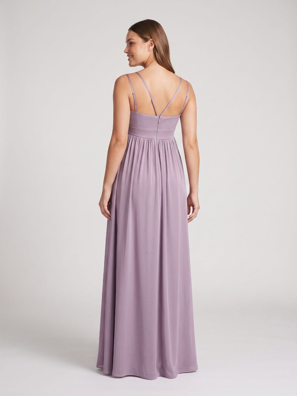 Lavender Satin A-Line V-Neck Criss-Cross Straps Ankle-Length Maternity Bridesmaid Dress