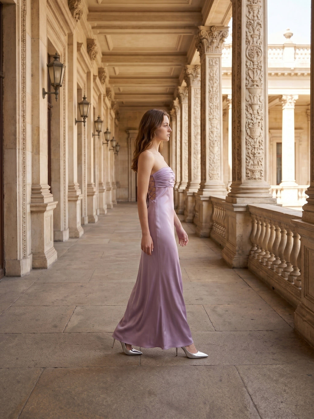 Lavender Satin Mermaid Straight Neck Criss-Cross Straps Floor-Length Bridesmaid Dress