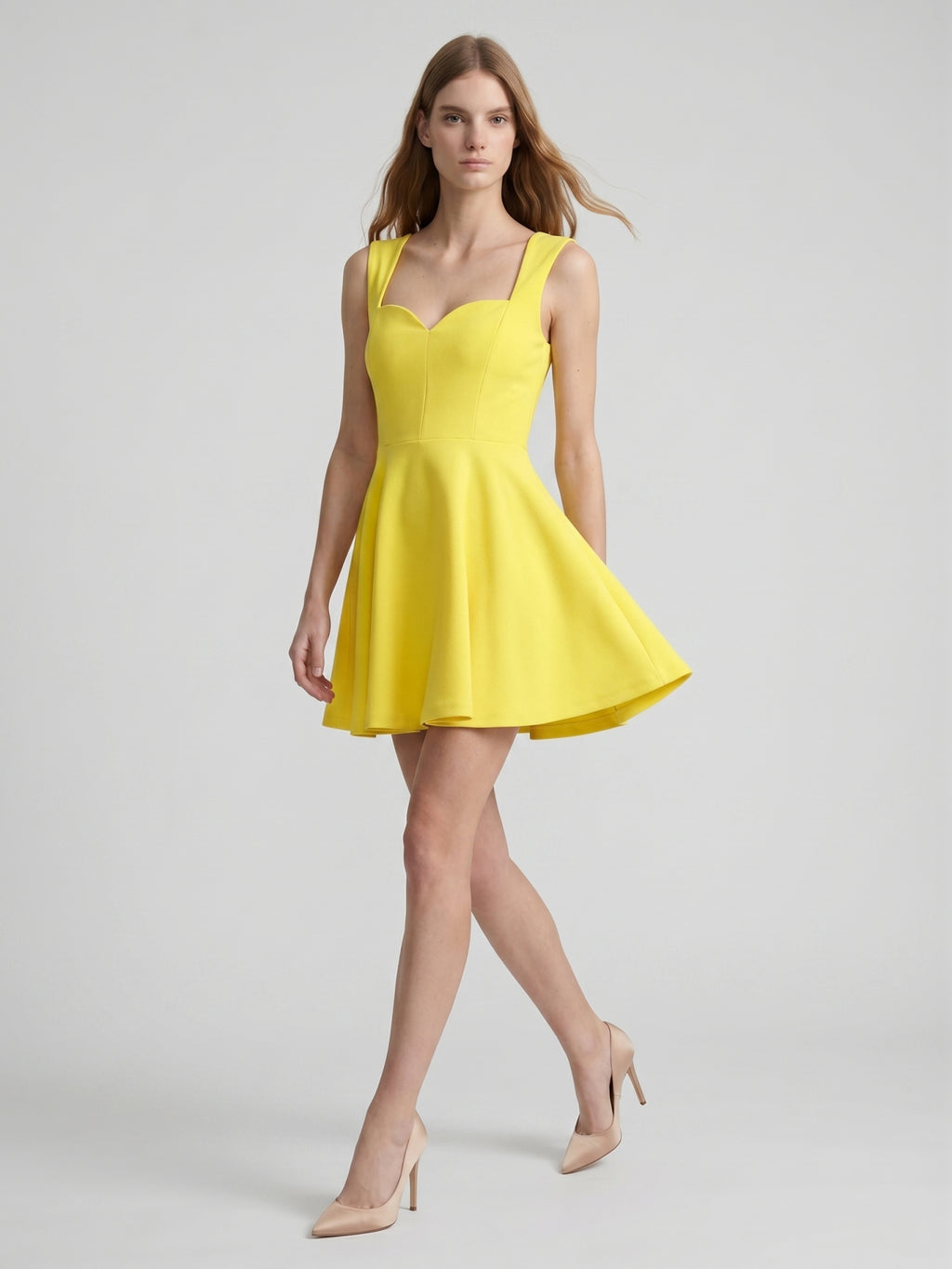 Lemon Stretch Knit A-Line Sweetheart Backless Knee-Length Bridesmaid Dress