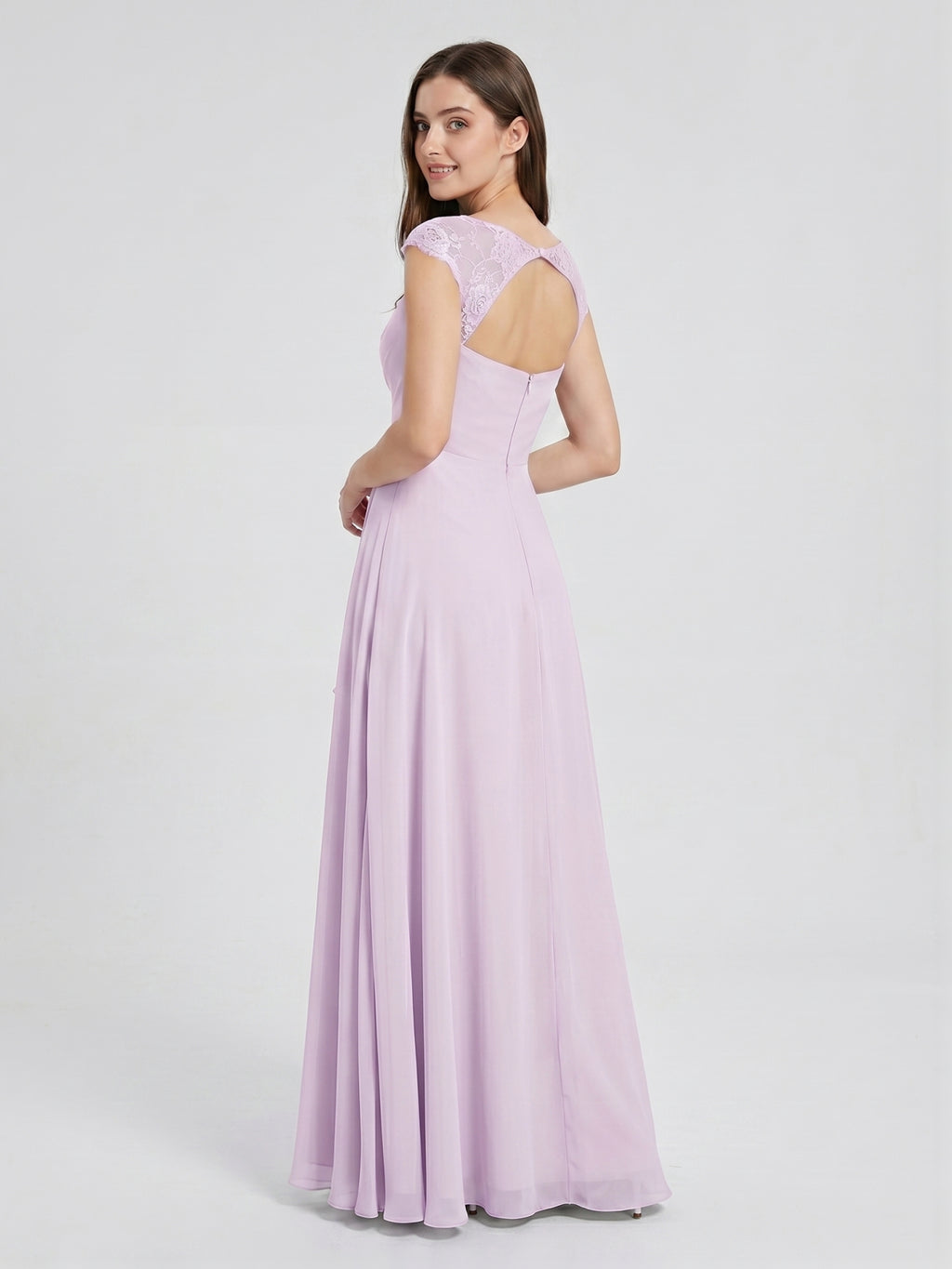 Lilac Chiffon A-Line Sweetheart Back Zip Floor-Length Bridesmaid Dress