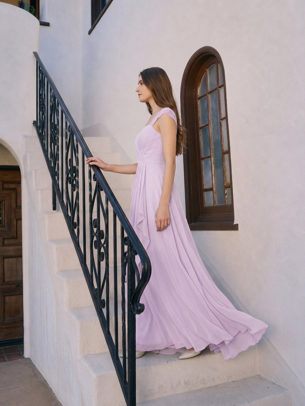 Lilac Chiffon A-Line Sweetheart Back Zip Floor-Length Bridesmaid Dress