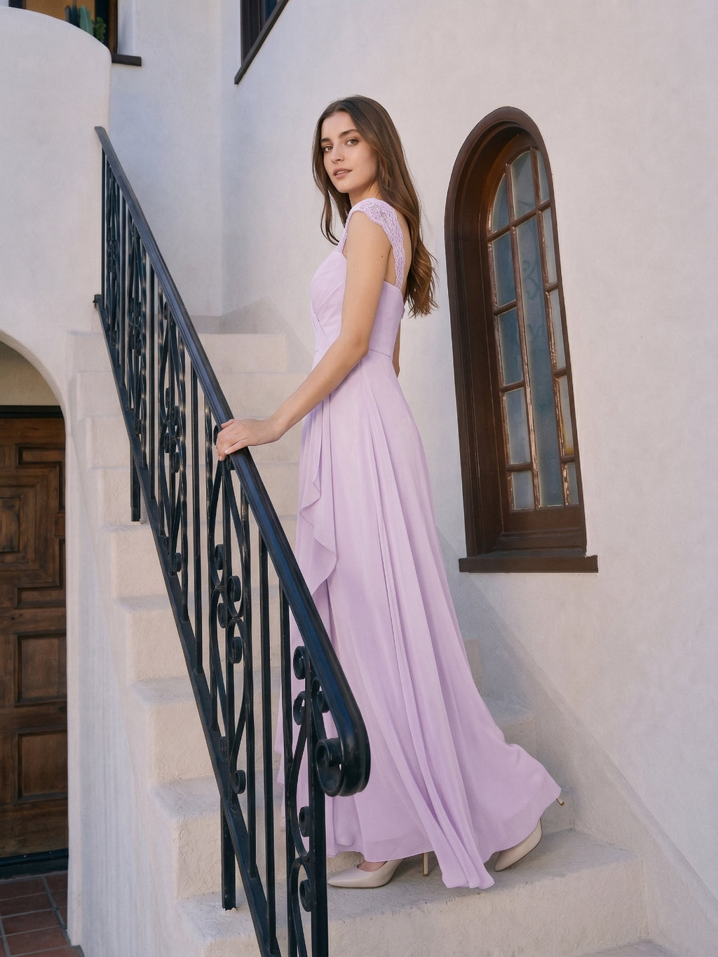 Lilac Chiffon A-Line Sweetheart Back Zip Floor-Length Bridesmaid Dress