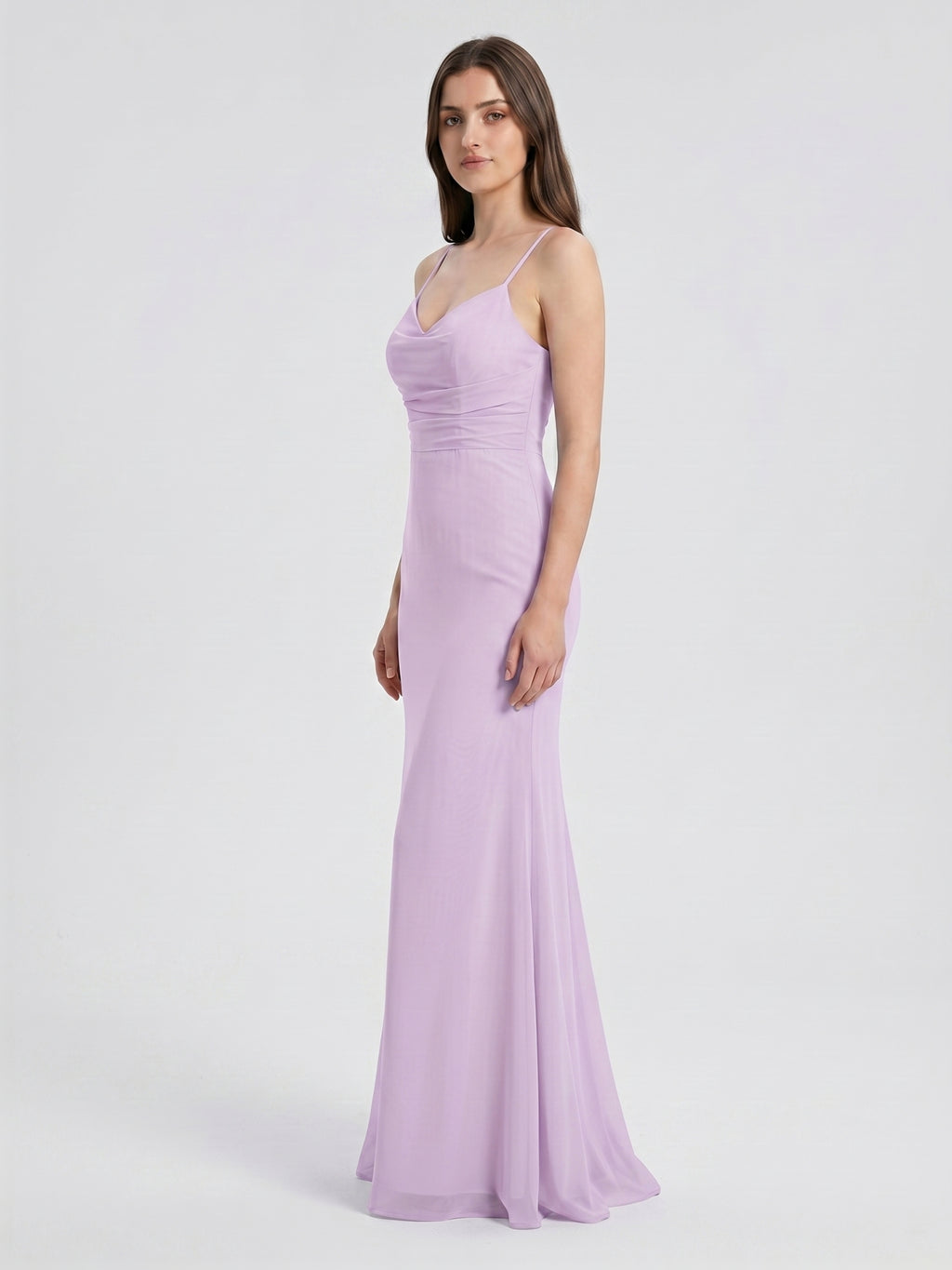 Lilac Chiffon Trumpet Sweetheart Back Zip Floor-Length Bridesmaid Dress
