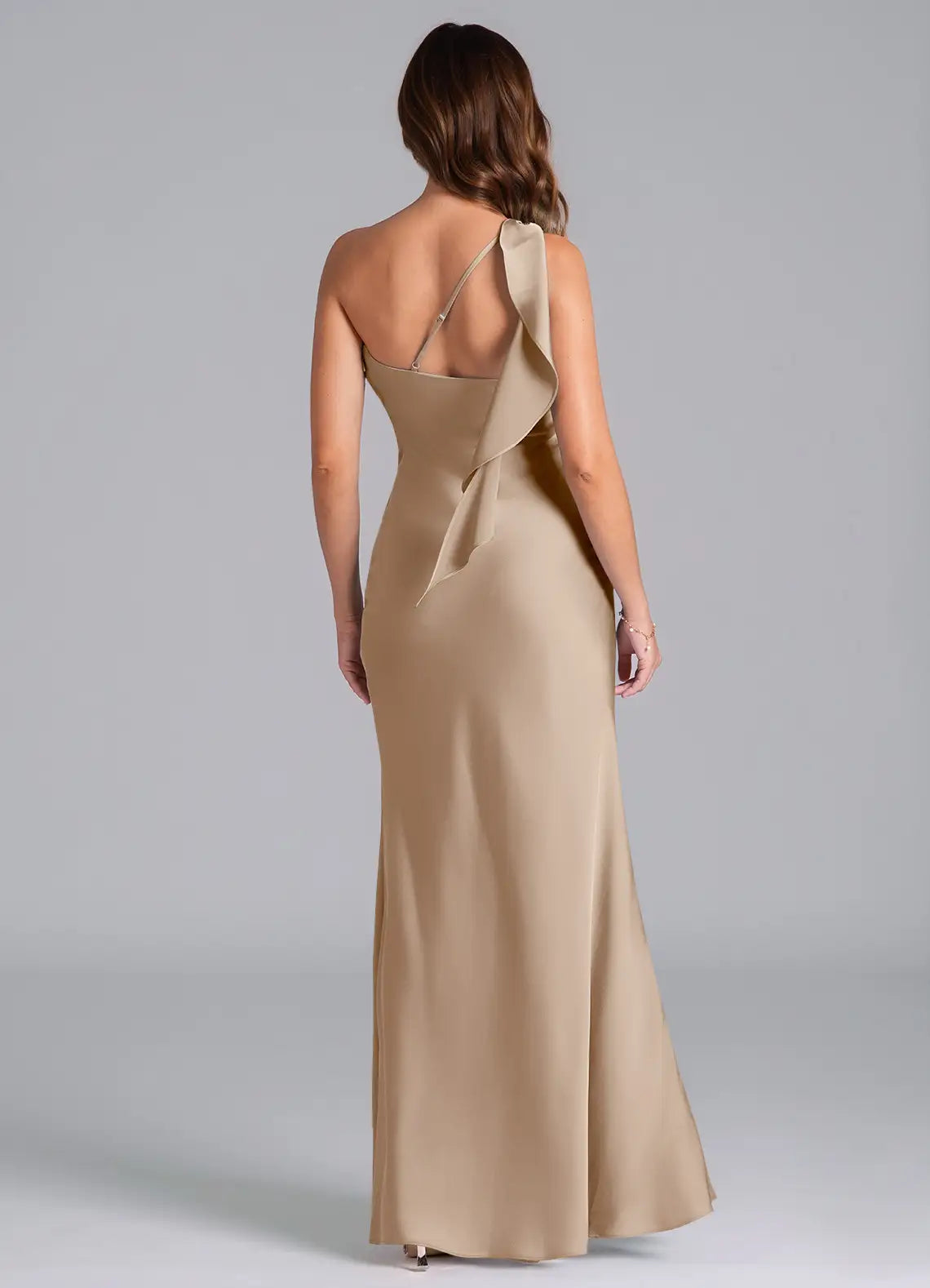 Luxe Mermaid One Shoulder Sleeveless Strap Back Floor Length Bridesmaid Dress