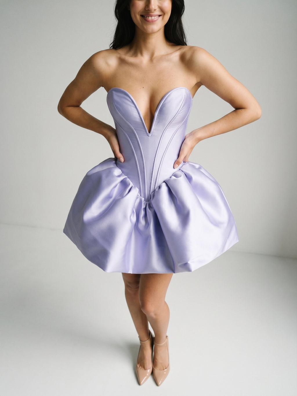 Mauve Satin A-Line Sweetheart Backless Short Homecoming Dress with Pleating