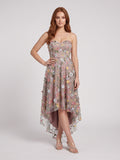 Mauve Embroidered Mesh A-Line Sweetheart Zipper Back High-Low Dress