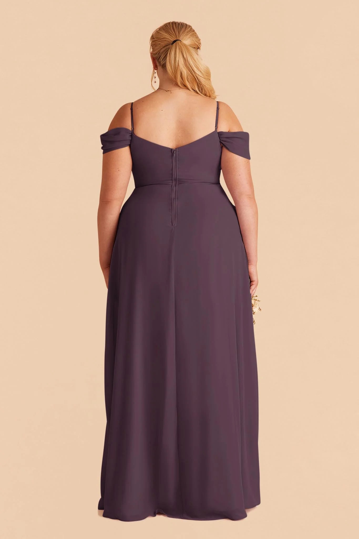 Minimalist A-Line V Neck Sleeveless Chiffon High Slit Maxi Bridesmaid Dress