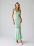 Mint Green Lace Mermaid Sweetheart Side Zip Ankle-Length Evening Dress