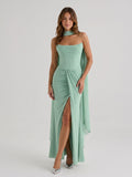 Mint Green Stretch Knit Sheath Straight Neck Back Zip Ankle Birthday Dress