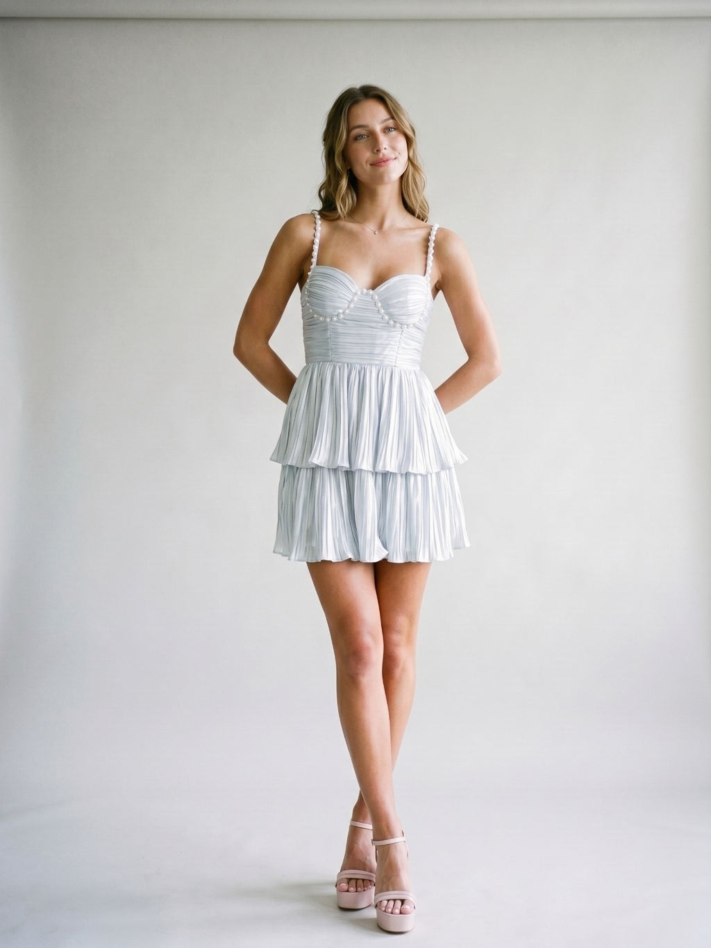 Mist Satin A-Line Sweetheart Backless Mini Homecoming Dress with Beading