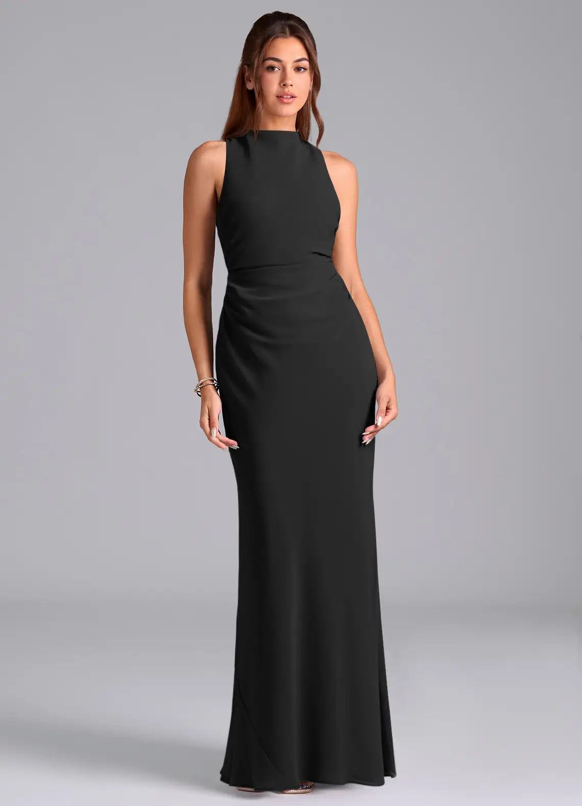 Modern-chiffon-sheath-high-neck-sleeveless-crisscross-back-floor-length-bridesmaid-dress-with-self-tie-closure