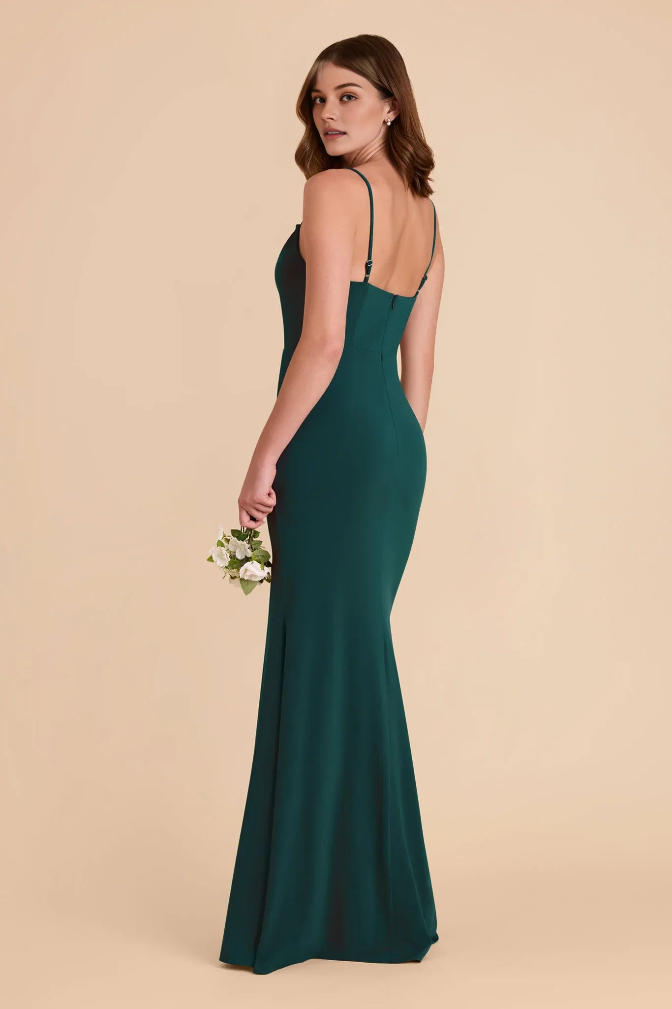 Modest Sheath/Column Spaghetti Straps Sleeveless Slit Maxi Bridesmaid Dress