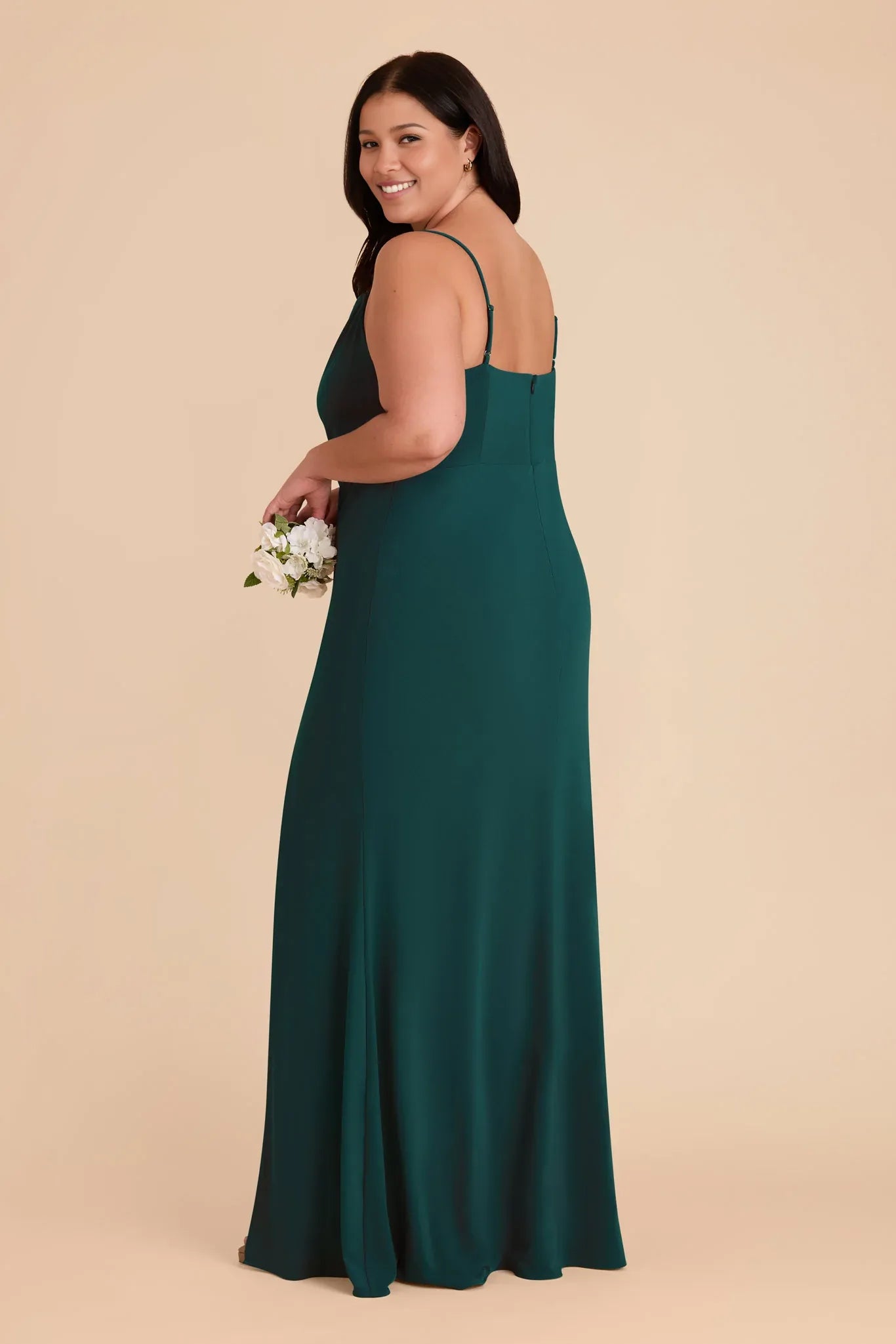 Modest Sheath/Column Spaghetti Straps Sleeveless Slit Maxi Bridesmaid Dress