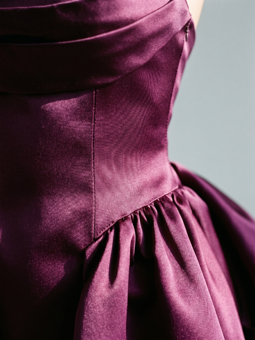 Mulberry Satin A-Line Straight Neck Criss-Cross Straps Short Homecoming Dress with Pleating