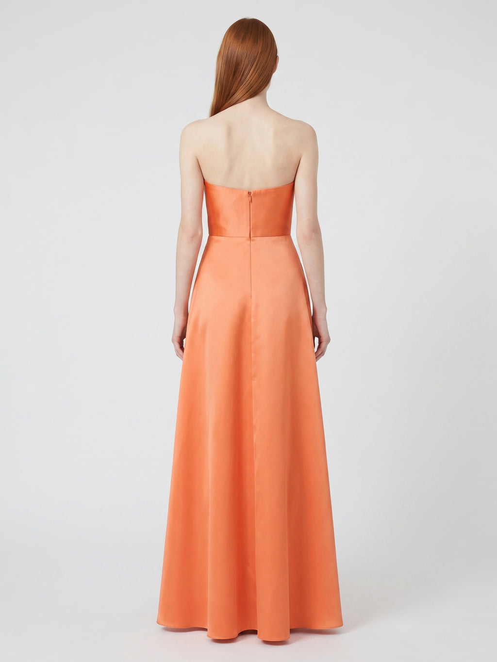 Orange Satin A-Line Sweetheart Back Zip Floor-Length Bridesmaid Dress with Pleats