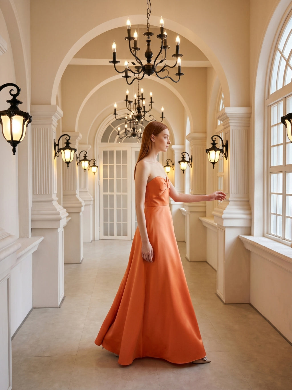Orange Satin A-Line Sweetheart Back Zip Floor-Length Bridesmaid Dress with Pleats