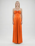 Orange Satin A-Line Sweetheart Lace-up Ankle-Length Bridesmaid Dress with Pleats