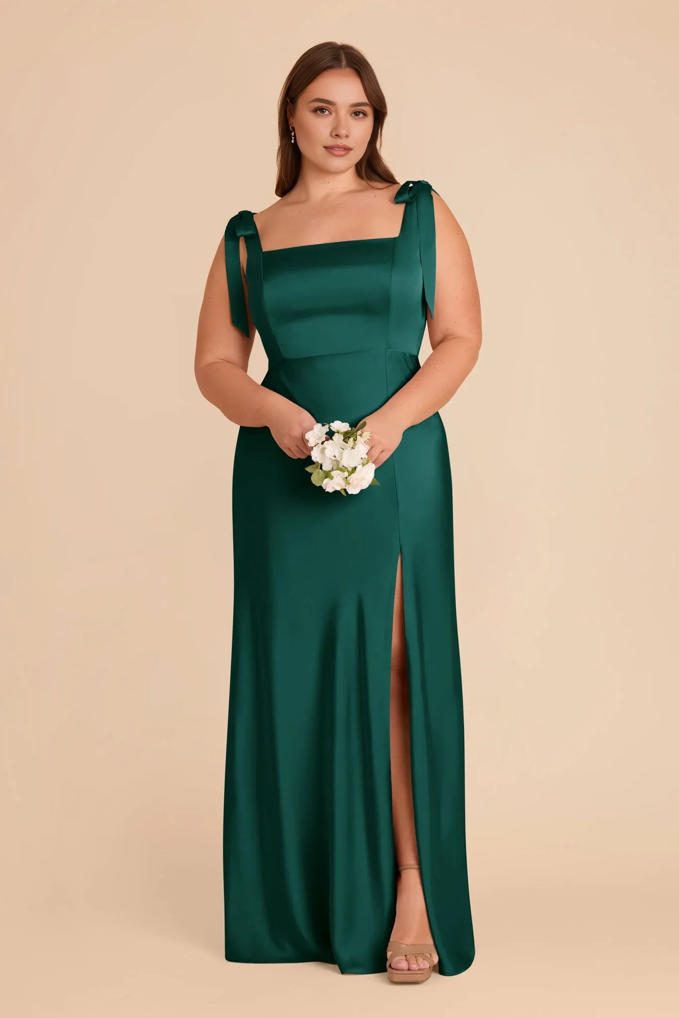 Perfectly Sheath/Column Square Neck Sleeveless Satin Maxi Bridesmaid Dress