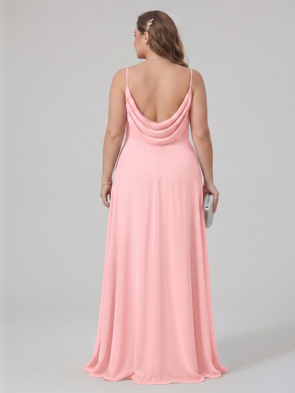 Coquette Petal Chiffon A-Line Sweetheart Backless Ankle-Length Plus Size Bridesmaid Dress