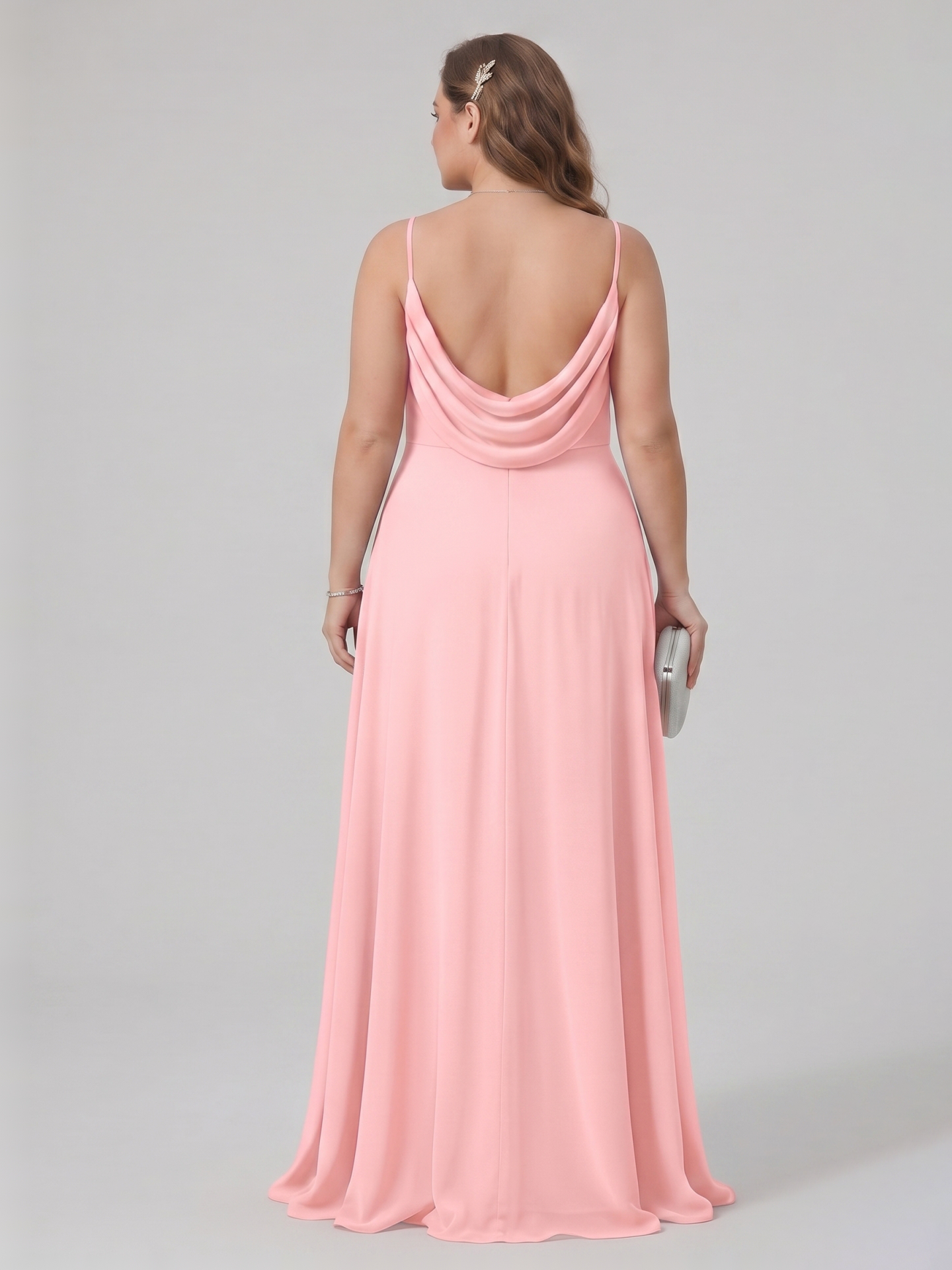 Coquette Petal Chiffon A-Line Sweetheart Backless Ankle-Length Plus Size Bridesmaid Dress