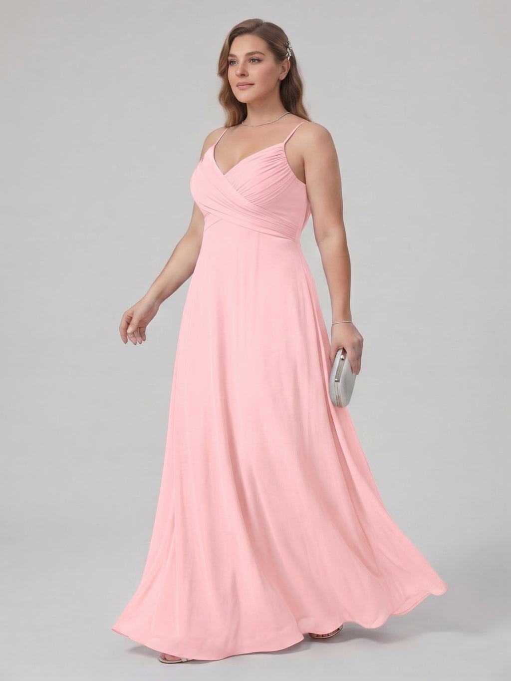 Coquette Petal Chiffon A-Line Sweetheart Backless Ankle-Length Plus Size Bridesmaid Dress