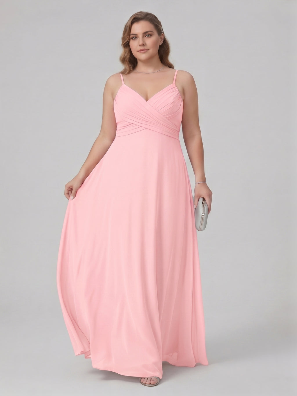 Coquette Petal Chiffon A-Line Sweetheart Backless Ankle-Length Plus Size Bridesmaid Dress