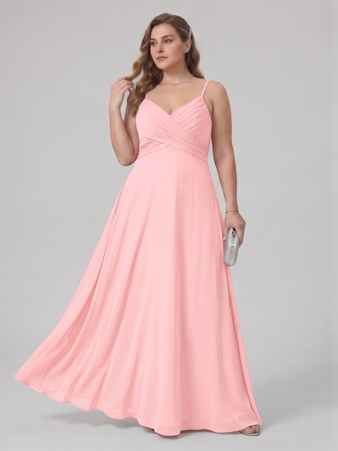 Coquette Petal Chiffon A-Line Sweetheart Backless Ankle-Length Plus Size Bridesmaid Dress