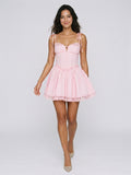 Petal Lace A-Line Sweetheart Back Zip Short Dress
