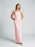 Petal Stretch Knit Trumpet One Shoulder Side Zip Floor-Length Birthday Dress
