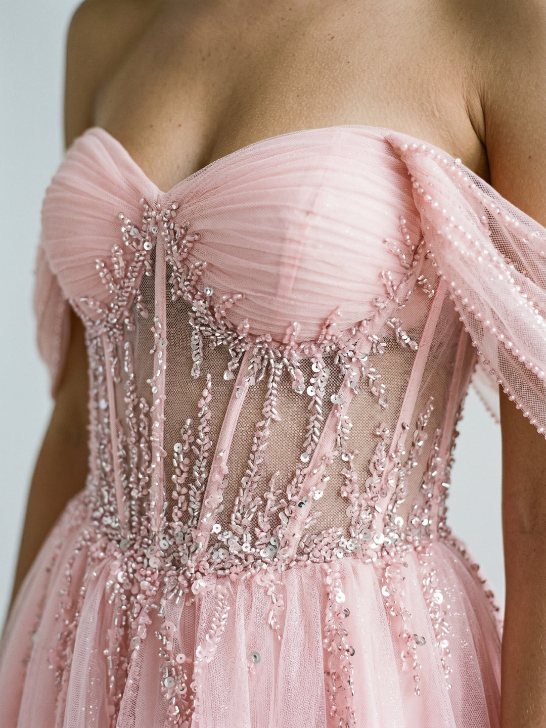 Petal Tulle A-Line Off-the-Shoulder Backless Short Homecoming Dress with Sequins