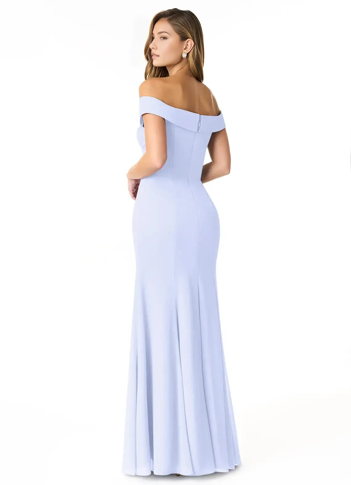 Romantic Mermaid Off the Shoulder Sleeveless Zipper Back Floor Length Bridesmaid Dress